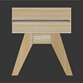 Modern Wooden Bench With Gray Cushion Light Wood Legs And Small Tabletop