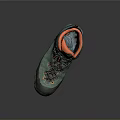 Turquoise Hiking Boots With Dark Gray Toe Orange Lining And Black Orange Laces