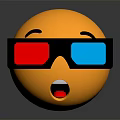 Decorative Ornament Set with Yellow Emoji Wearing 3D Glasses Red Blue Lenses