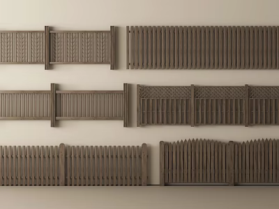 Various Wooden Railing Designs With Horizontal And Vertical Slats For Walls 3d model