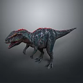 Realistic 3D Rendered Dinosaur Model With Red Spines And Colorful Skin