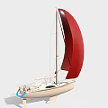 White Yacht With Blue Accents And Nautical Equipment