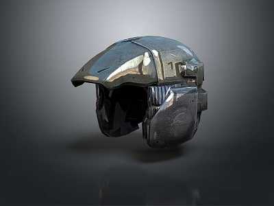 Tactical Military Weapon Helmet with Metallic Surface and Protective Combat Design Features 3d model