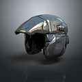 Tactical Military Weapon Helmet with Metallic Surface and Protective Combat Design Features 3d model