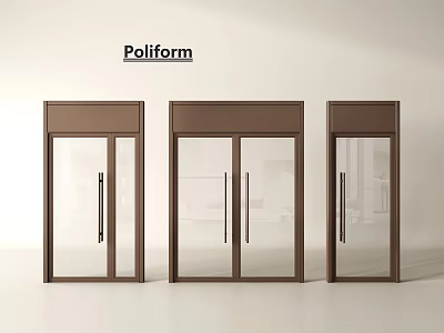 Poliform Modern Double Glass Door With Metal Frame For Interior Design 3d model