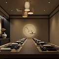 Japanese Style Private Dining Room With Paper Lanterns And Decorative Painting