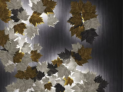Decorative Maple Leaf Wall Decor In Brown Black And White Hanging Design 3d model