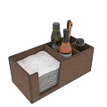 Wooden Tableware Organizer Set With Condiment Bottles Wooden Spoon Spice Grinder And Towels
