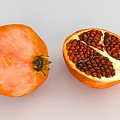 Fresh Whole Pomegranate and Cut Open One with Juicy Red Seeds