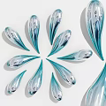 Blue Transparent Water Drop Shaped Wall Decor With Flower Like Arrangement On White Background
