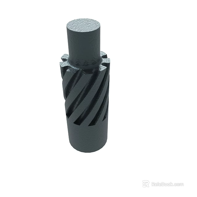 Black Metal Helical Gear With Spiral Teeth And Cylindrical Design 3d model 