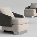 Modern Single Sofa With Light Gray Upholstery Dark Gray Armrests And Metal Base