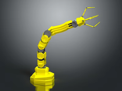 Intelligent Robotic Arm With Yellow Articulated Joints And Gripper End Effector For Industrial Automation 3d model
