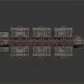 Futuristic Sci-Fi Spaceship 3D Model With Metallic Modular Sections And Red Accents