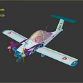 Blue And White Lightweight Airplane With Twin Propellers Wing Logos And Aerodynamic Design