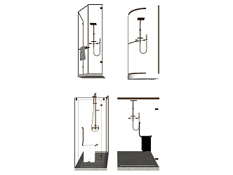 Modern shower room with glass partition 3d model