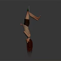 Red Haired Female Character Upside Down Wearing Beige Top With Green Creature