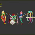 Colorful Cartoon Characters Performing In Band With Various Musical Instruments