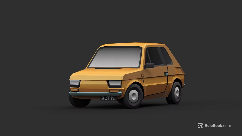 Yellow Vintage Small Car Featuring Retro Design And Compact Body Style 3d model 