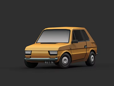 Yellow Vintage Small Car Featuring Retro Design And Compact Body Style 3d model