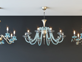 Simple European chandelier fashion simple metal chandelier combination 3d model