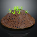 Honeycomb Textured Brown Base With Green Grass Like Plants On Top