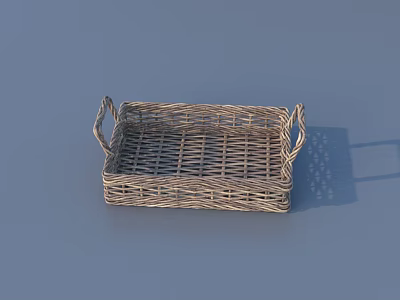 Woven Storage Basket With Two Handles Natural Color Simple Design For Home Organization 3d model