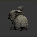 Detailed Sitting Rabbit Sculpture With Textured Surface And Natural Stone Finish