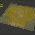 Detailed 3D Terrain Model Featuring Mountainous Snow Covered Peaks And Green Lowlands