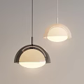 Modern Hemispherical Pendant Lights With Two Tone Metal Frames Illuminated In Gray Background 3d model