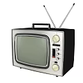 Vintage Silver Classic Television Set With Retro Antenna And Control Knobs 3d model