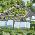 Modern car park Country car park Perspective bird's eye view 3d model