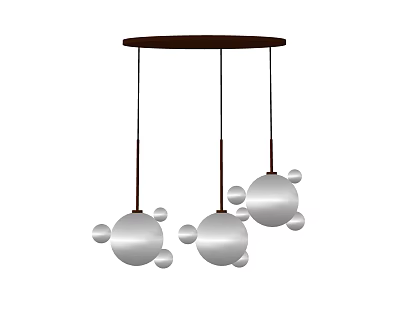 Modern Crystal Chandelier with Hanging Glass Balls Small Spheres and Brown Frame Design 3d model