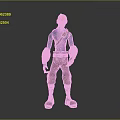 Game Movie 3D Character With Blue Skin Orange Helmet Glowing Arm Devices Brown Pants Boots