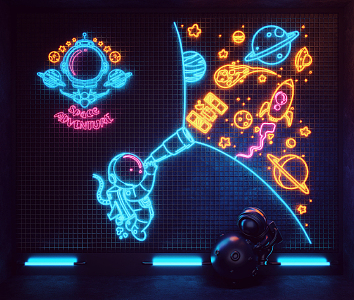 Modern Decorative Light Spaceman Neon 3d model