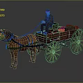 Old Fashioned Wooden Horse Drawn Wagon With Man Driving Loaded Cargo