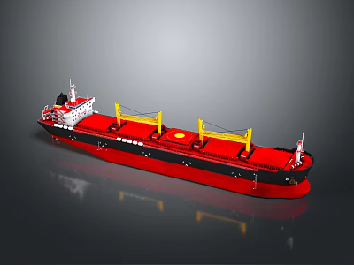 Red And Black Oil Tanker Model Water Transport Vehicle With Yellow Cranes 3d model