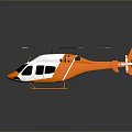 Orange And White Helicopter Exterior With Main Rotor And Landing Gear