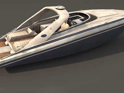 Luxury White And Blue Yacht Interior Design With Comfortable Seats And Cockpit 3d model