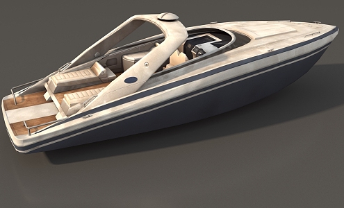 Small yacht motorboat power boat white enclosed sports yacht kayak low face number low model simple model era film and television level super realistic 3d model