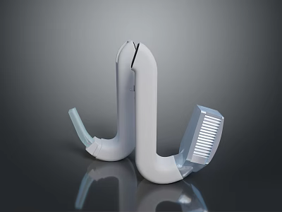 White Curved Computer Accessory With Comb Like Part And Support Structure Design 3d model