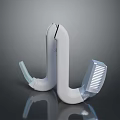 White Curved Computer Accessory With Comb Like Part And Support Structure Design 3d model