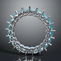 Exquisite Silver Metal Ring With Circular Design And Blue Gemstones Inlaid