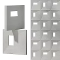Modern Concrete Wall Decor with Square Cutouts and Geometric Patterns 3d model