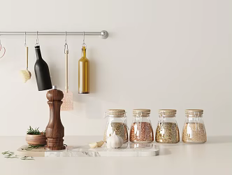Modern kitchen supplies ornaments combination 3d model