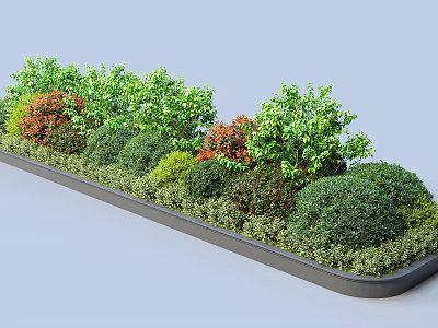 Various Green and Red Rounded Shrubs Arranged in a Long Planter Bed 3d model Various Green and Red Rounded Shrubs Arranged in a Long Planter Bed 3d model