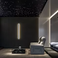 Modern Home Theater Room Interior Design With Starry Ceiling Large Screen And Comfortable Sofas