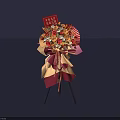 Elegant Vibrant Floral Arrangement with Mixed Flowers Red Greeting Card Tripod Stand for Grand Opening