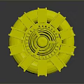 Futuristic Circular Mechanical Component With Orange Blue Blades And Central Core