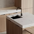 Modern Kitchen Interior Design Featuring Wooden Cabinets Marble Countertop And Sink